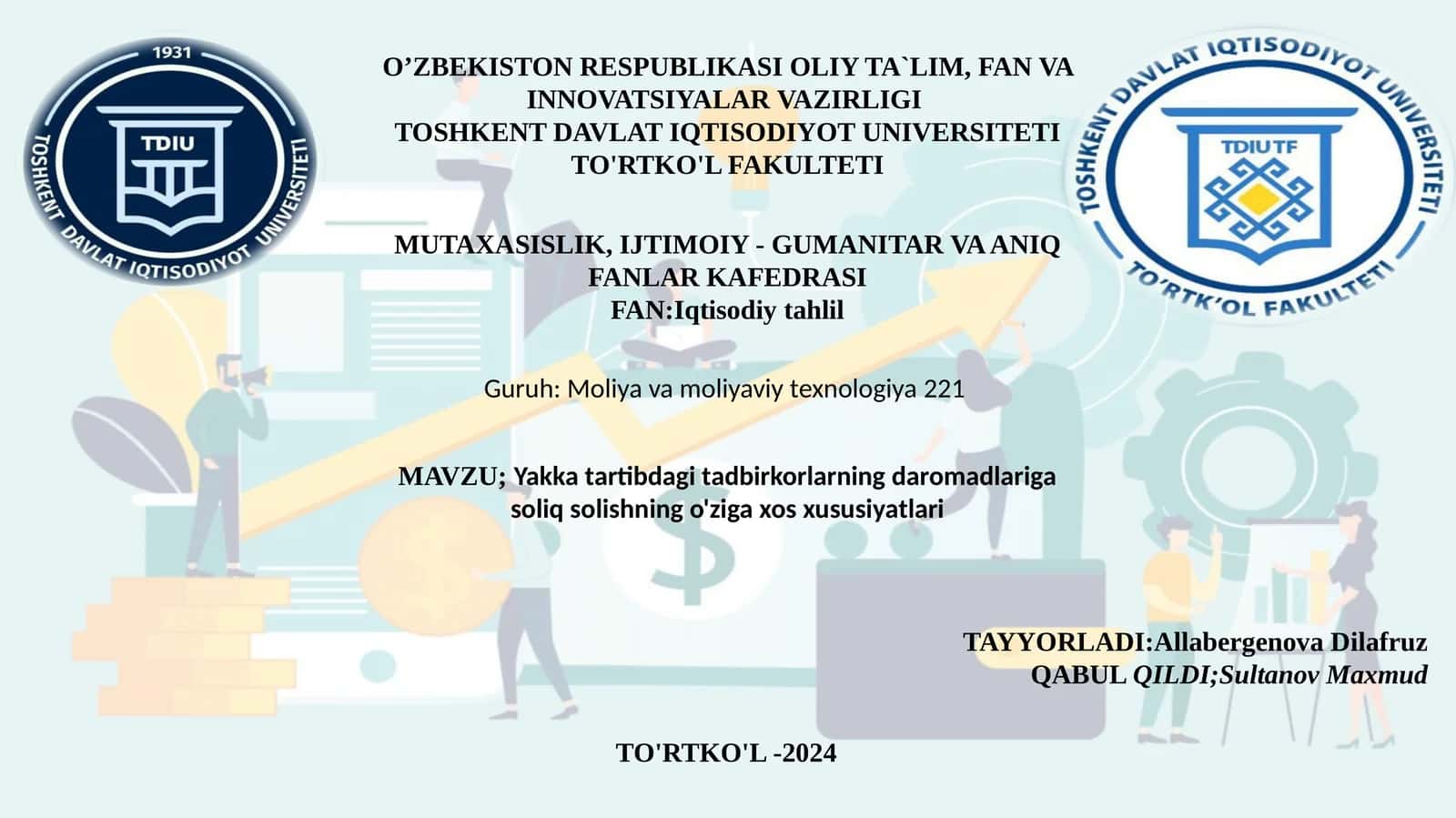 Yakka tartibdagi tadbirkorlarning daromadlariga soliq solishning o'ziga xos xususiyatlari
