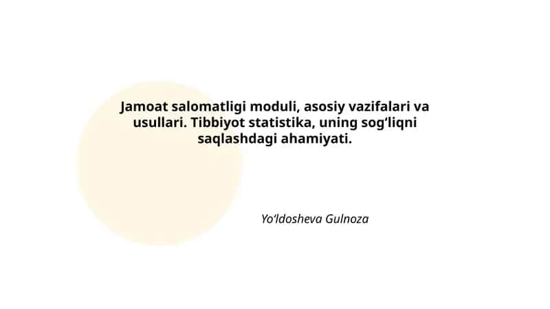 Jamoat salomatligi moduli