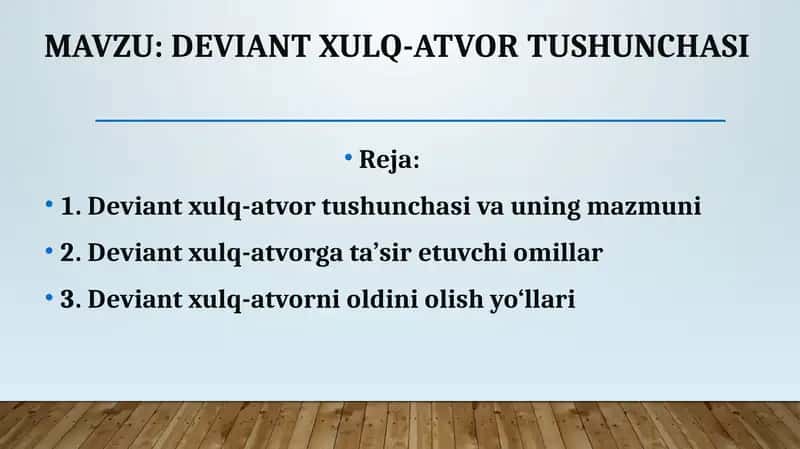 Deviant xulq-atvor tushunchasi