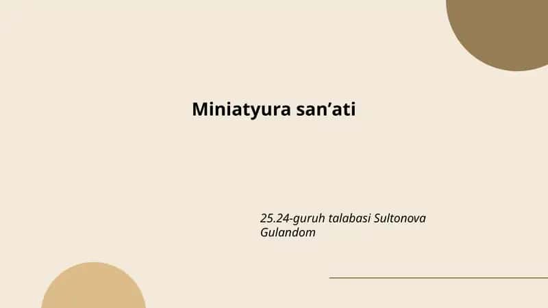 Miniatyura san'ati
