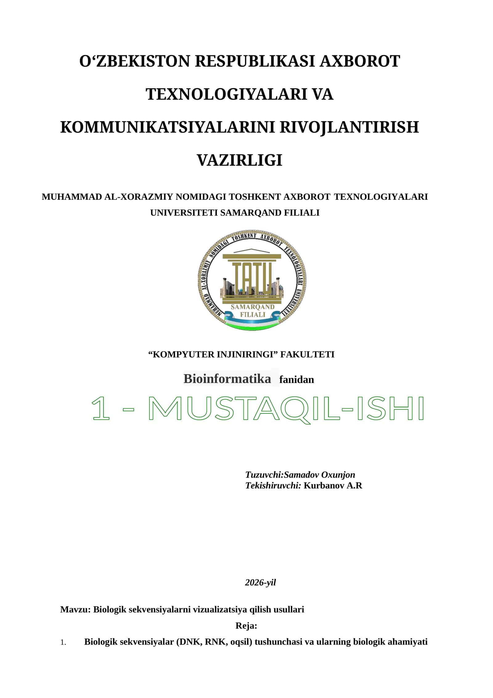 Biologik sekvensiyalarni vizualizatsiya qilish usullari