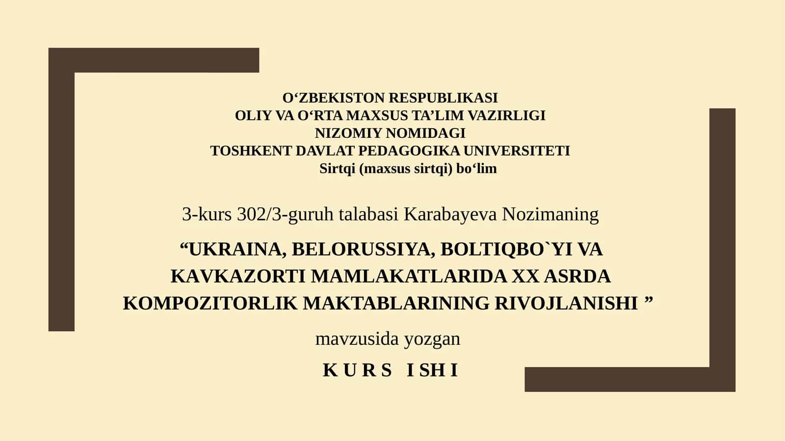 UKRAINA, BELORUSSIYA, BOLTIQBO`YI VA KАVKAZORTI MAMLAKATLARIDA XX ASRDA KOMPOZITORLIK MAKTABLARINING RIVOJLANISHI