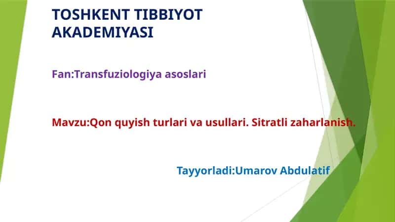 Transfuziologiya asoslari