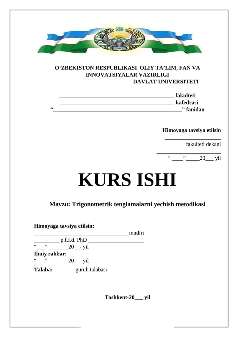 Trigonometrik tenglamalarni yechish metodikasi