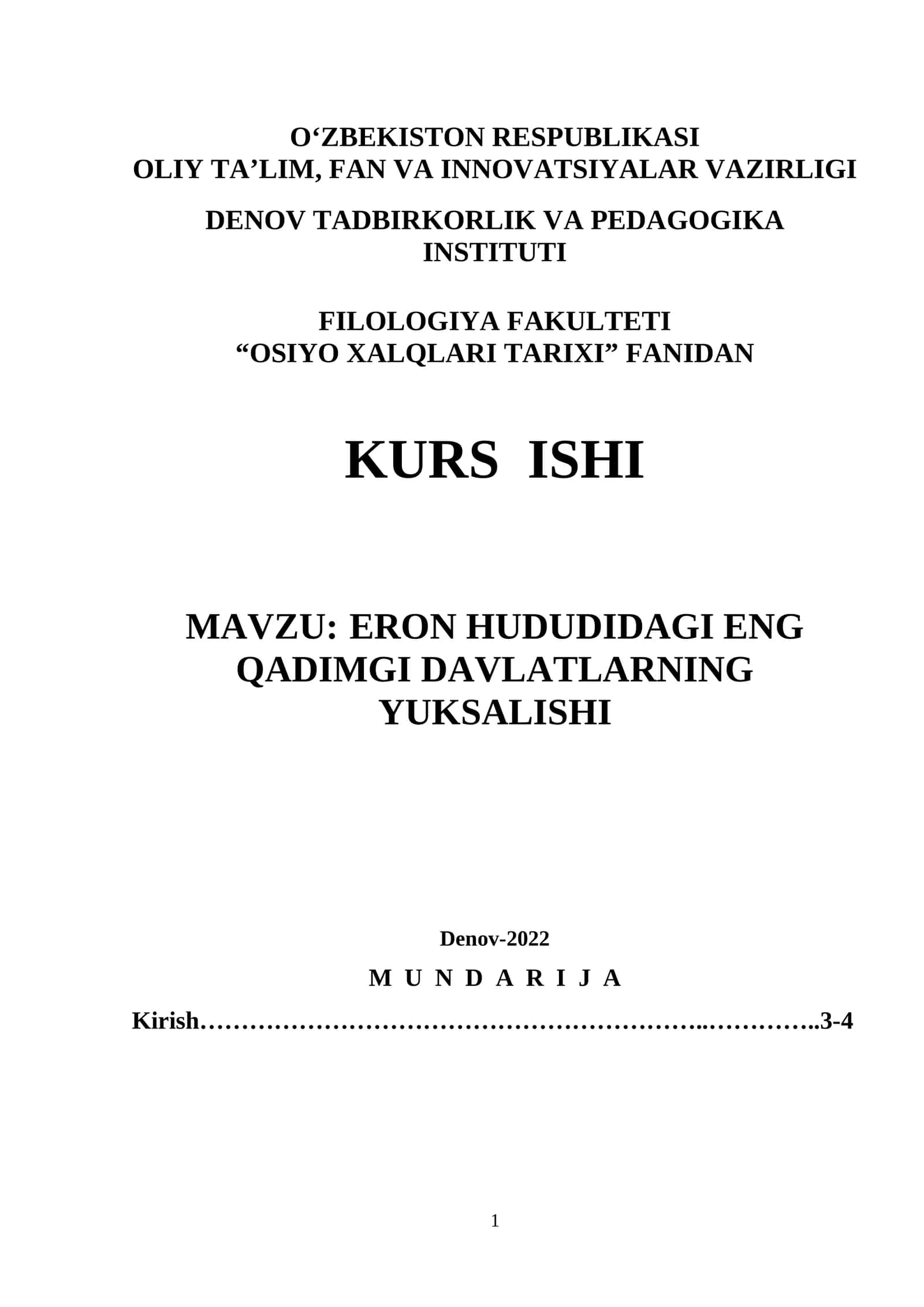 Eron hududidagi eng qadimgi davlatlarning yuksalishi