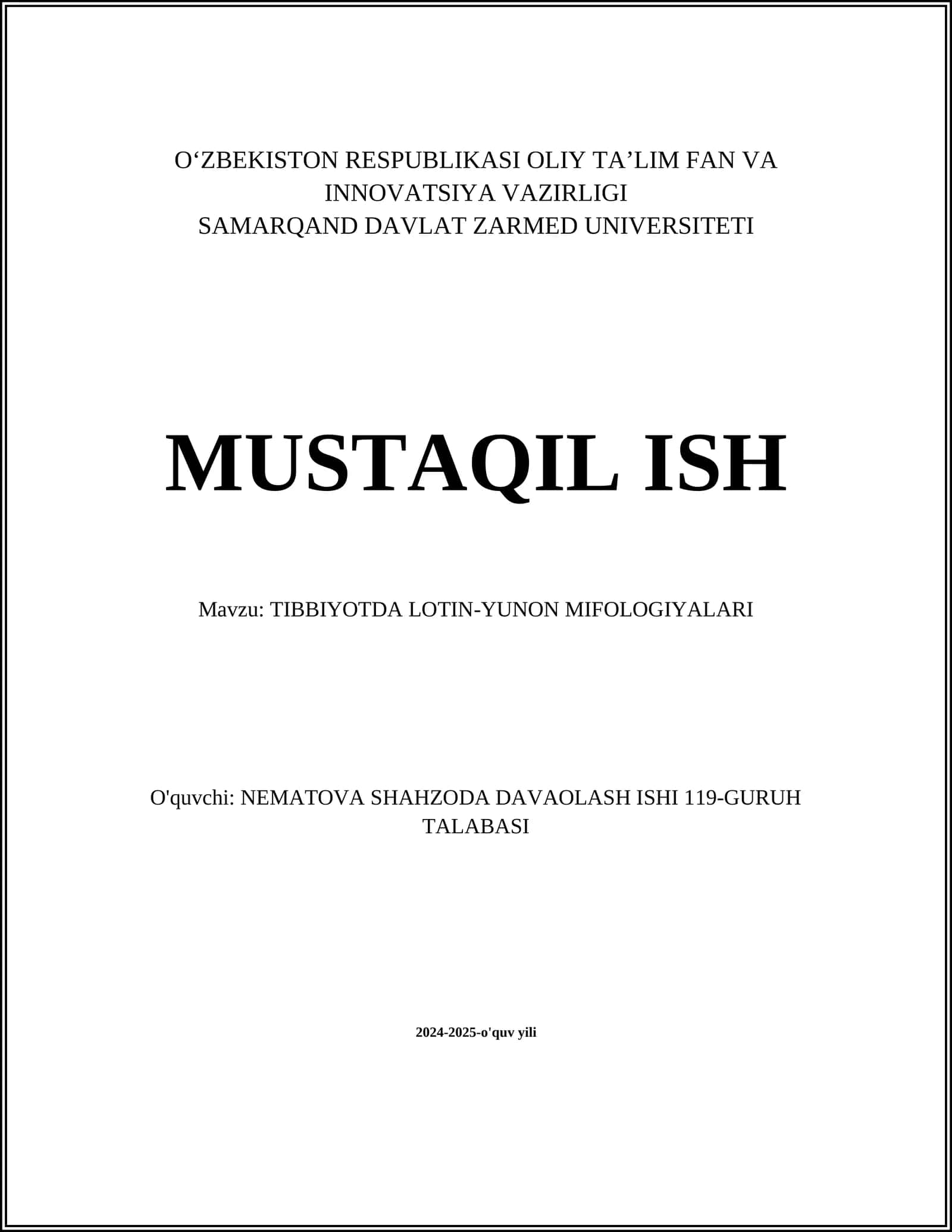 TIBBIYOTDA LOTIN-YUNON MIFOLOGIYALARI