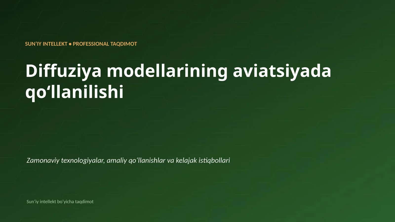 Diffuziya modellarining aviatsiyada qoʻllanilishi