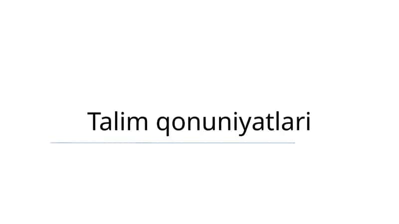 Ta'lim qonuniyatlari