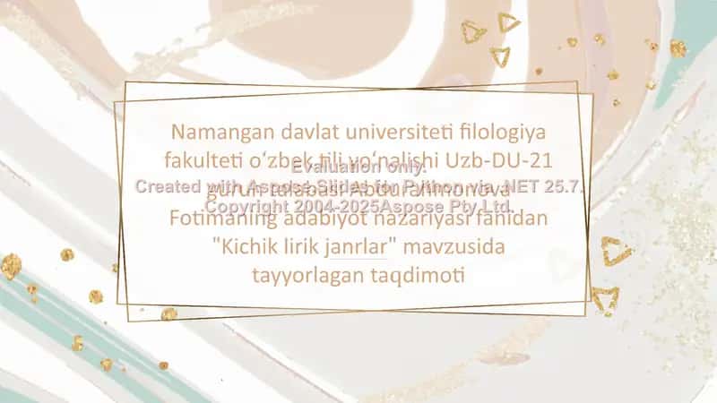 "Kichik lirik janrlar"