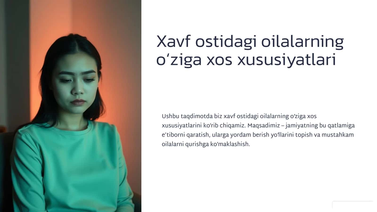 Xavf ostidagi oilalarning oʻziga xos xususiyatlari