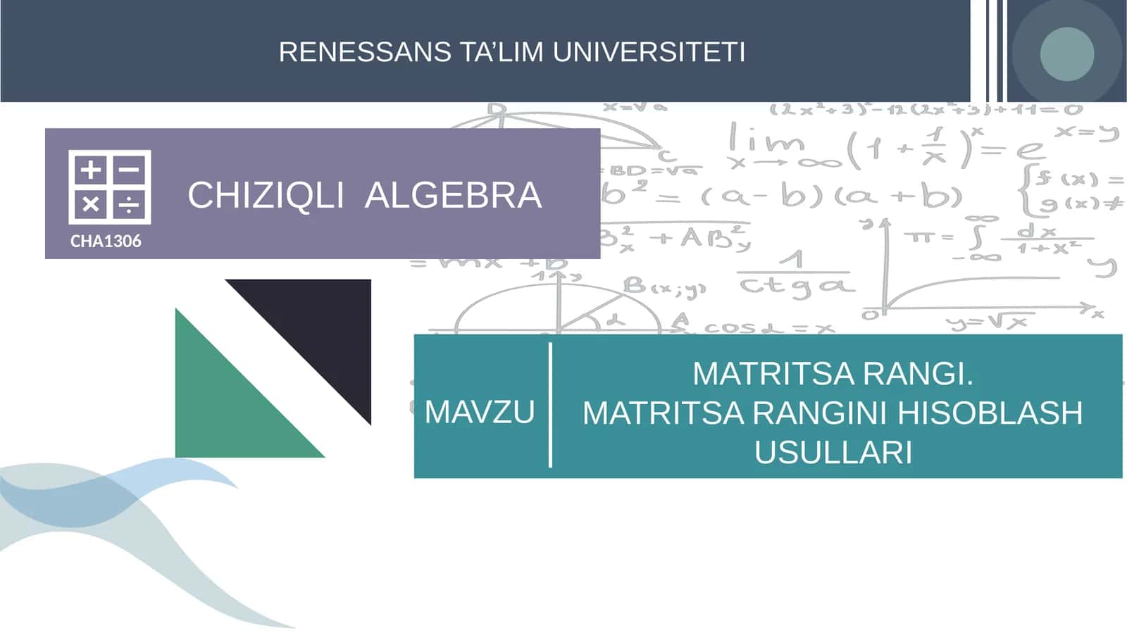 CHIZIQLI ALGEBRA