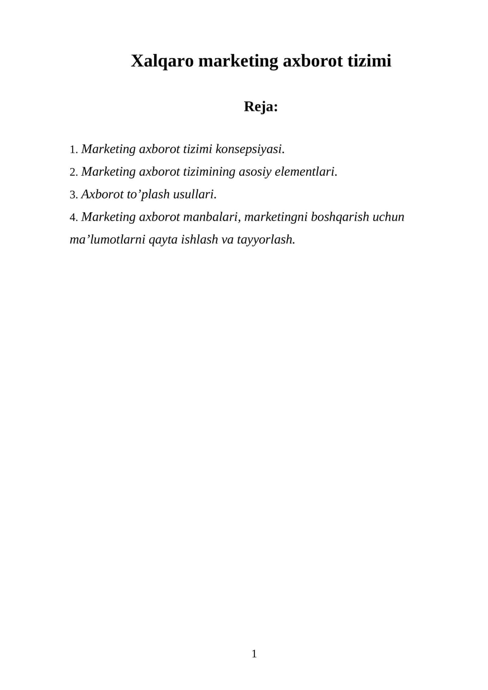 Xalqaro marketing axborot tizimi