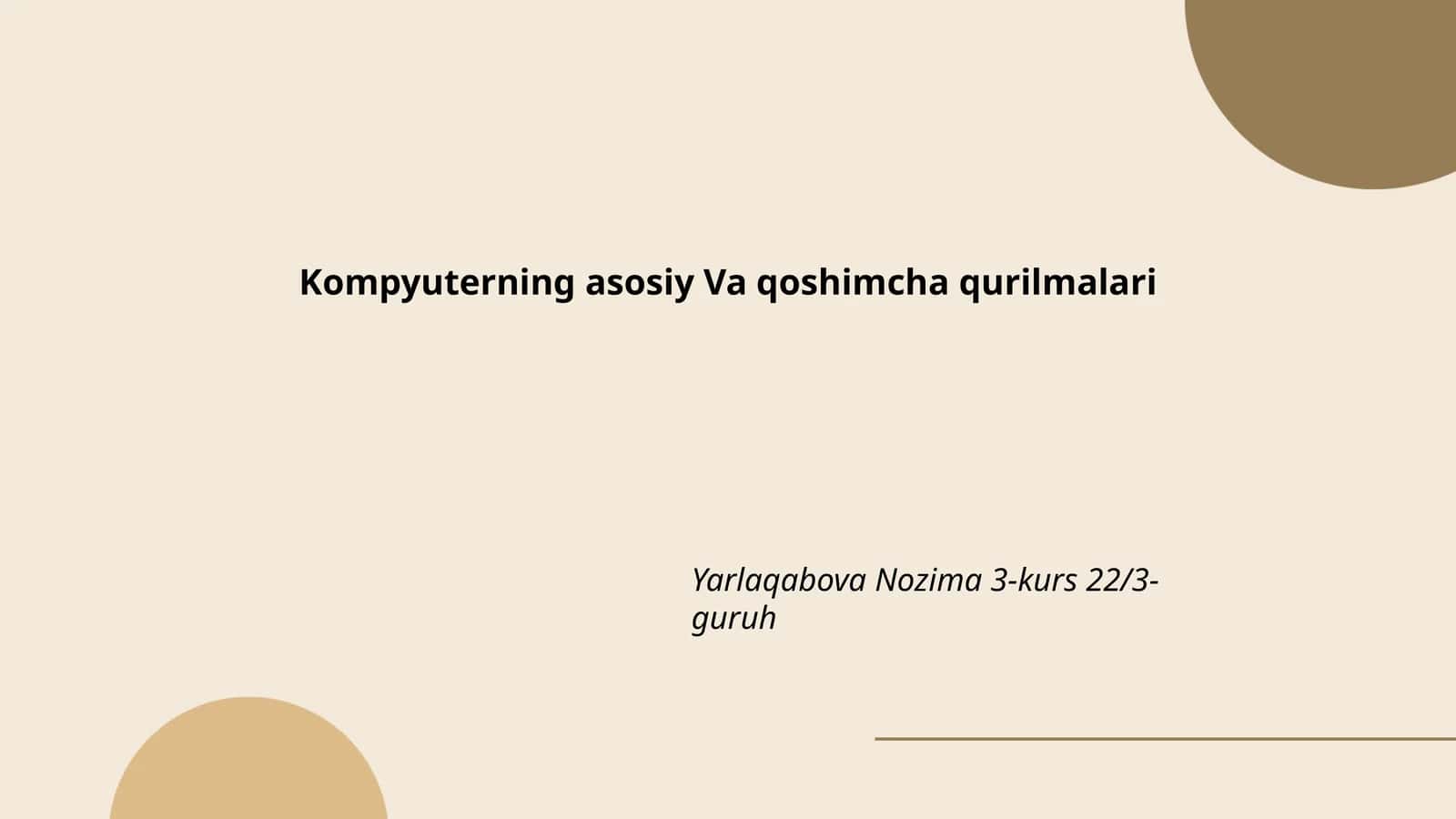 Kompyuterning asosiy Va qoshimcha qurilmalari