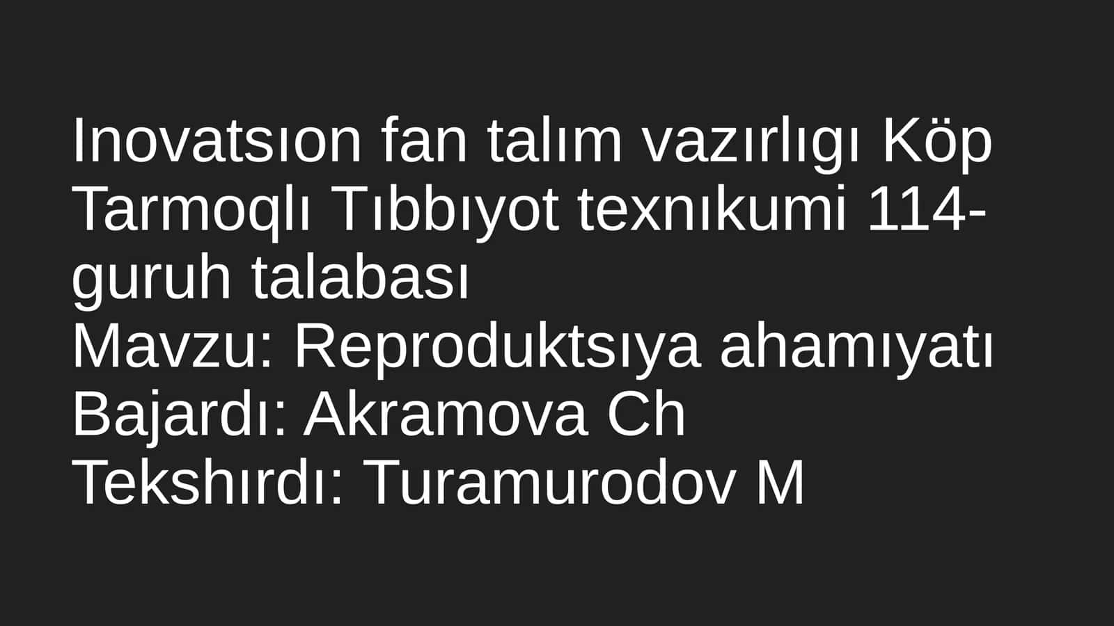 Reproduktsıya ahamıyatı