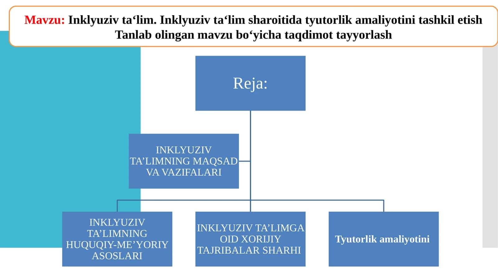 Inklyuziv ta'lim. Inklyuziv ta'lim sharoitida tyutorlik amaliyotini tashkil etish