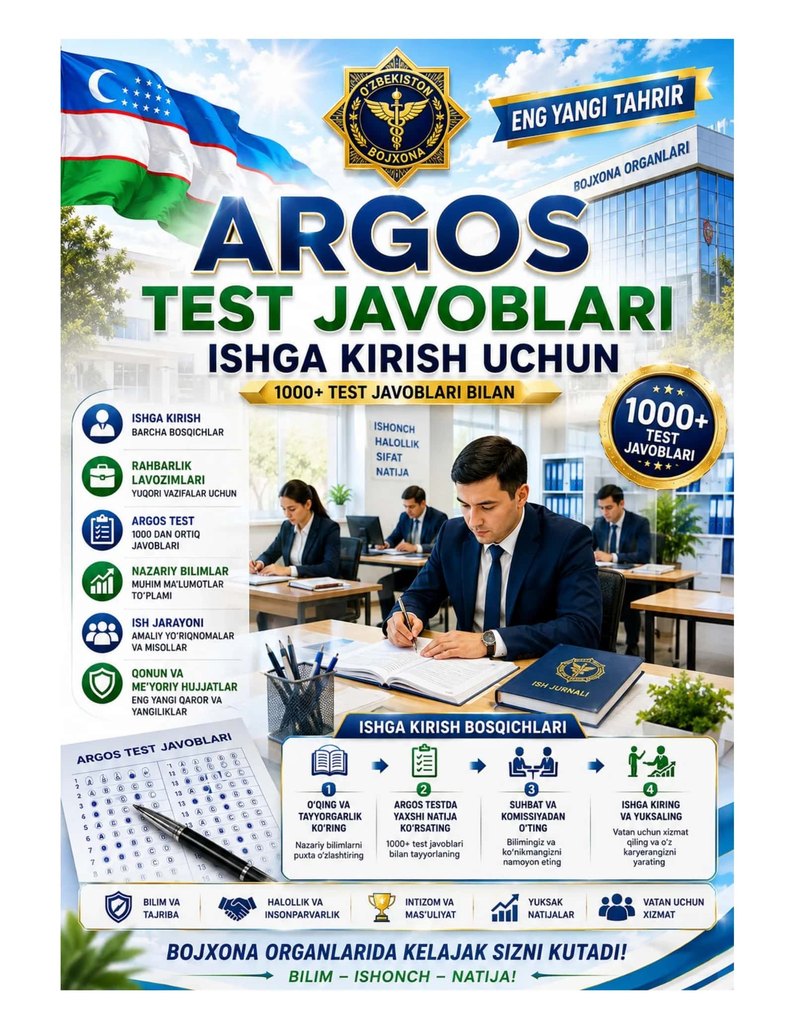 Davlat xizmatchisi TEST JAVOBLARI - Yangi tahrir