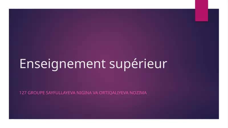 Enseignement supérieur