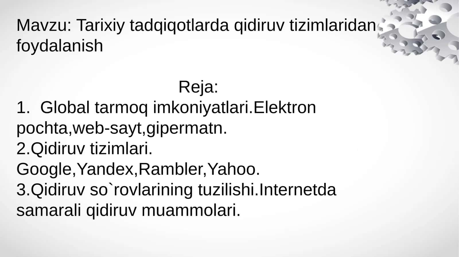 Tarixiy tadqiqotlarda qidiruv tizimlaridan foydalanish