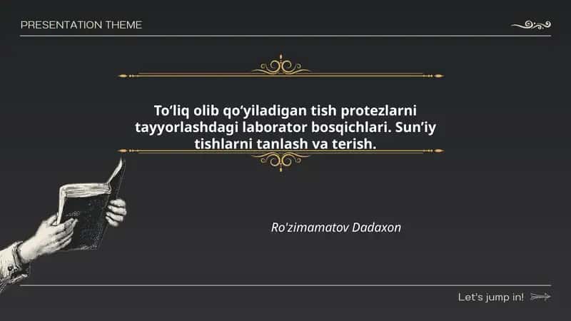 Tish protezlarni tayyorlash laborator bosqichlari