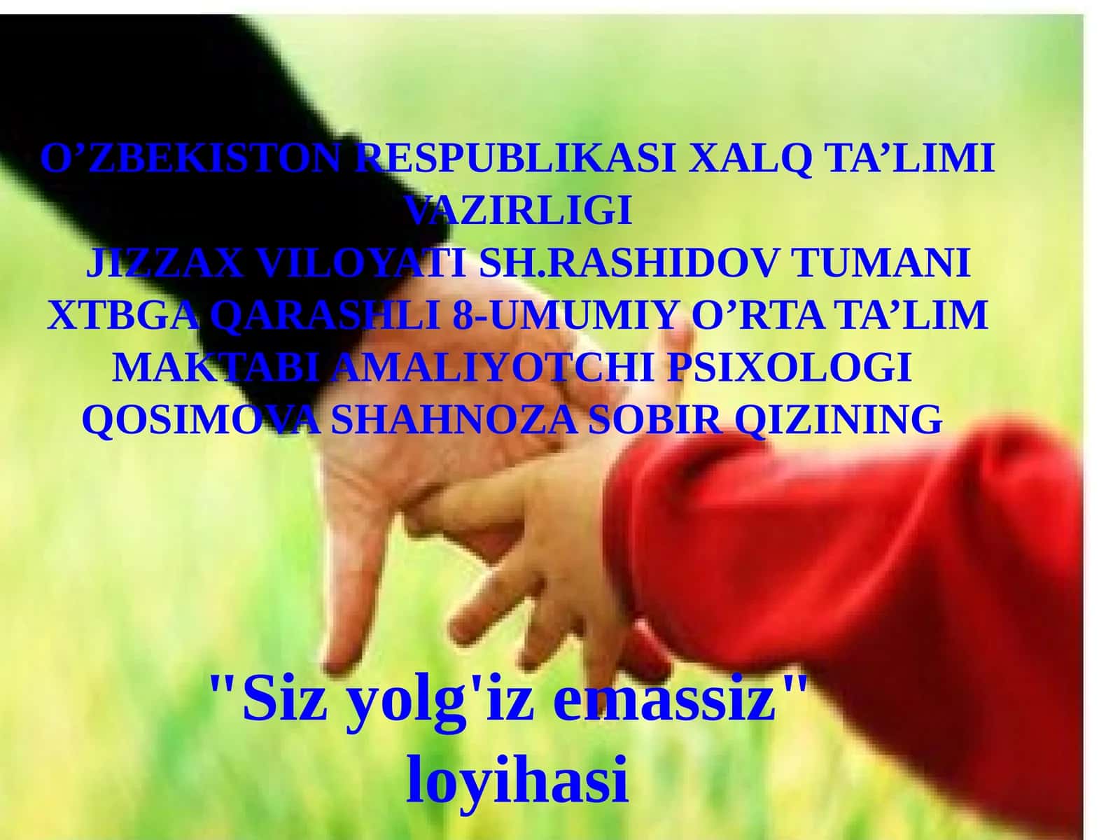 "Sizyolg'izemassiz" loyihasi