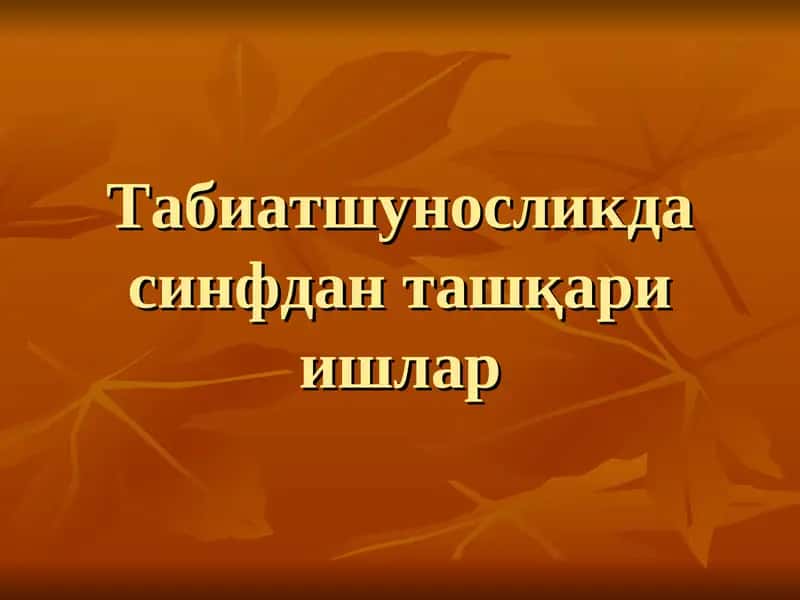 Табиатшуносликда синфдан ташқари ишлар