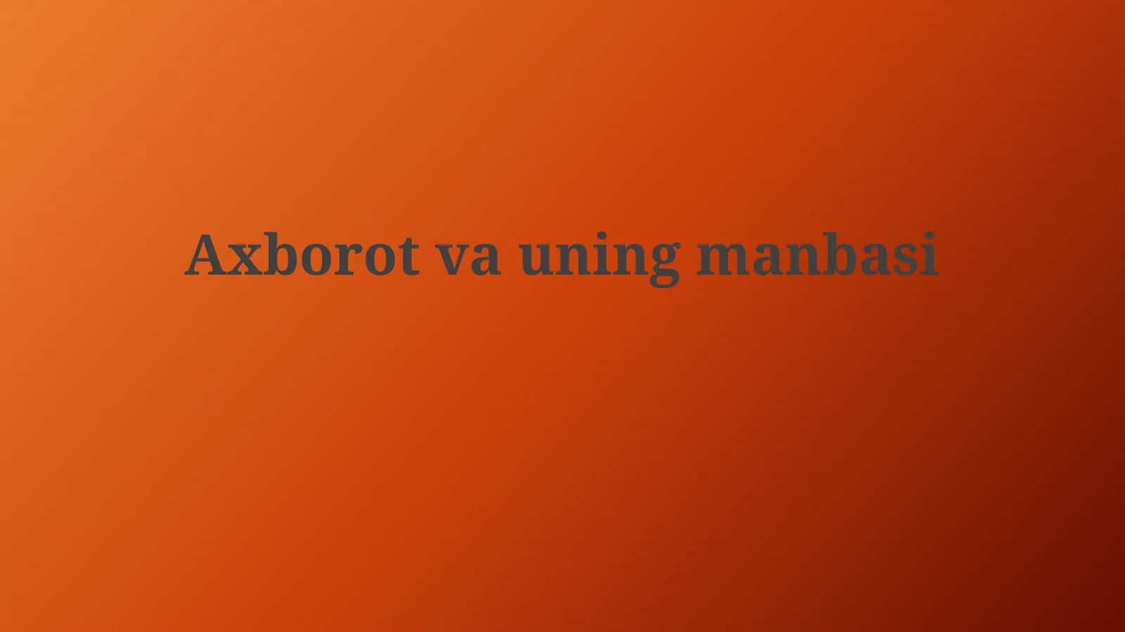 Ma'lumot manbalari turlari