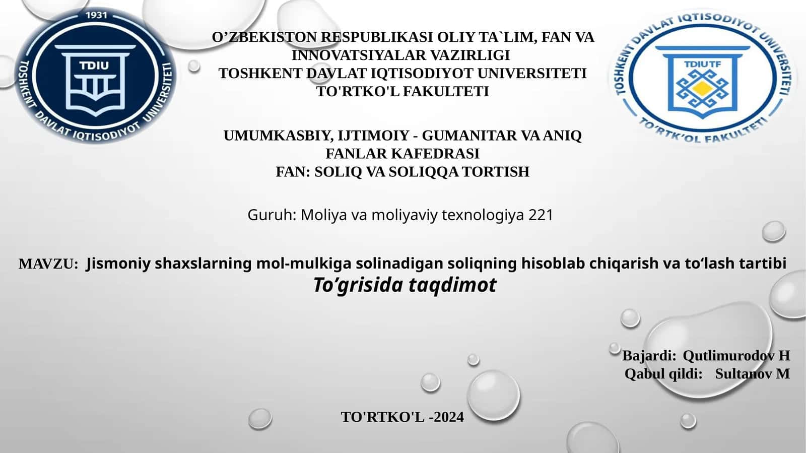 Jismoniy Shaxslarning Mol-Mulkiga Solinadigan Soliqning Hisoblab Chiqarish Vato‘lashtartibi