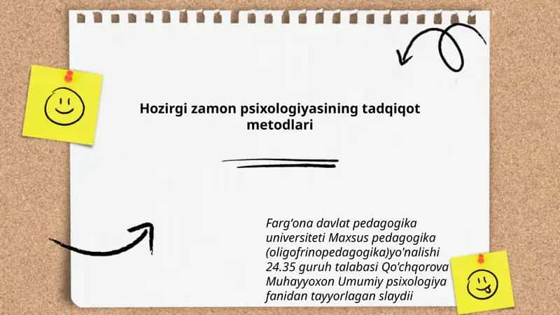 Hozirgi zamon psixologiyasining tadqiqot metodlari