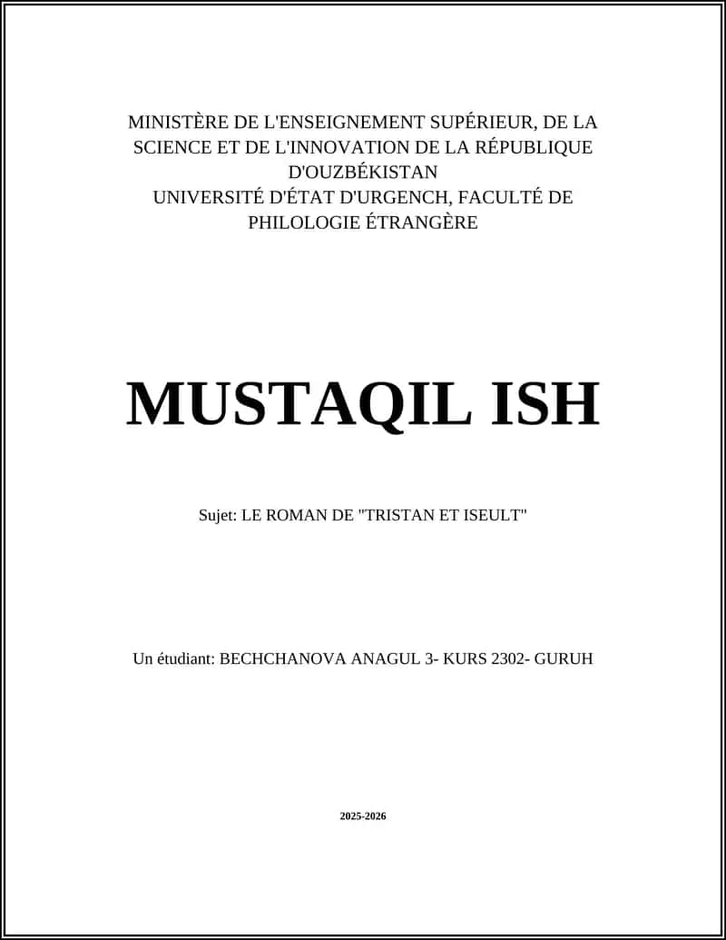 LE ROMAN DE "TRISTAN ET ISEULT"