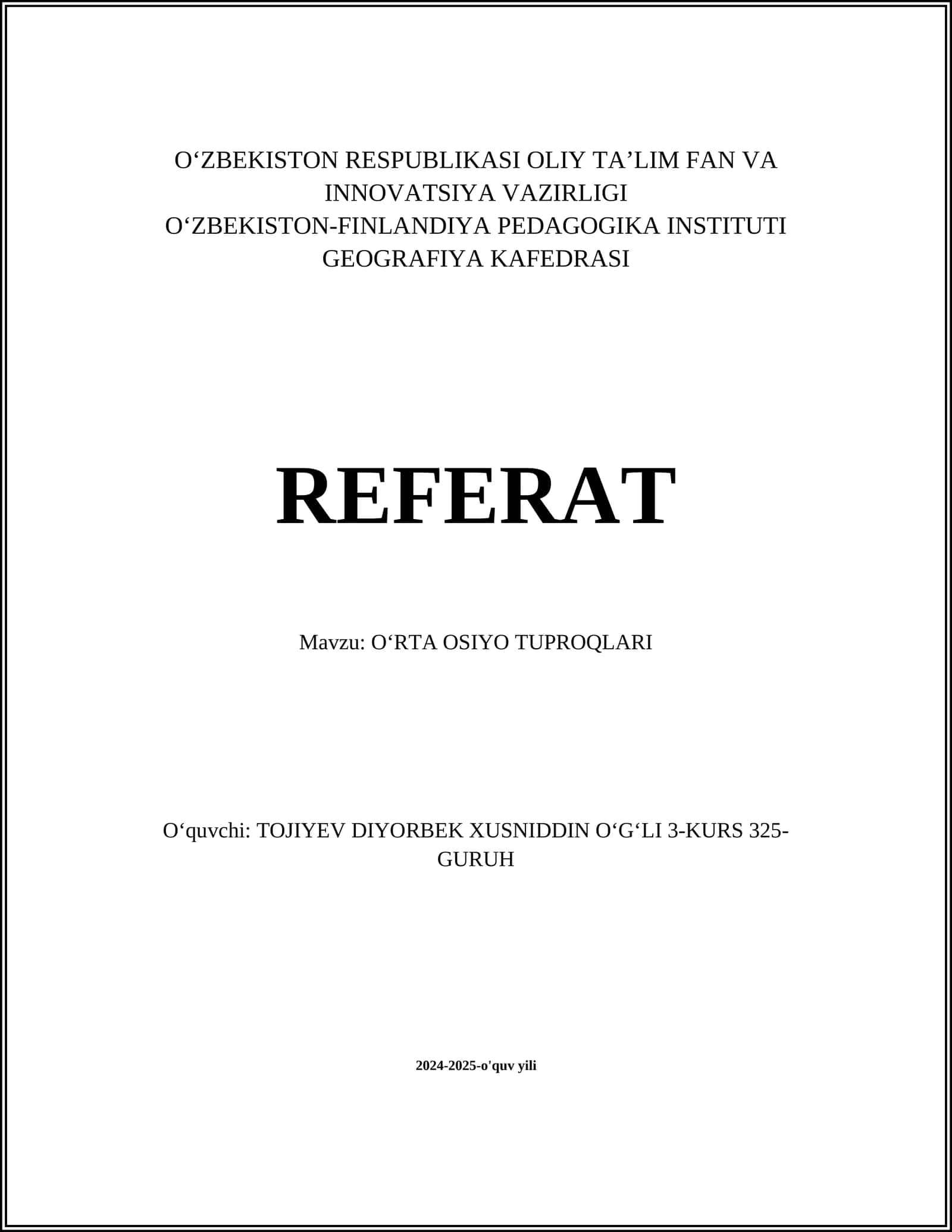 O‘RTA OSIYO TUPROQLARI