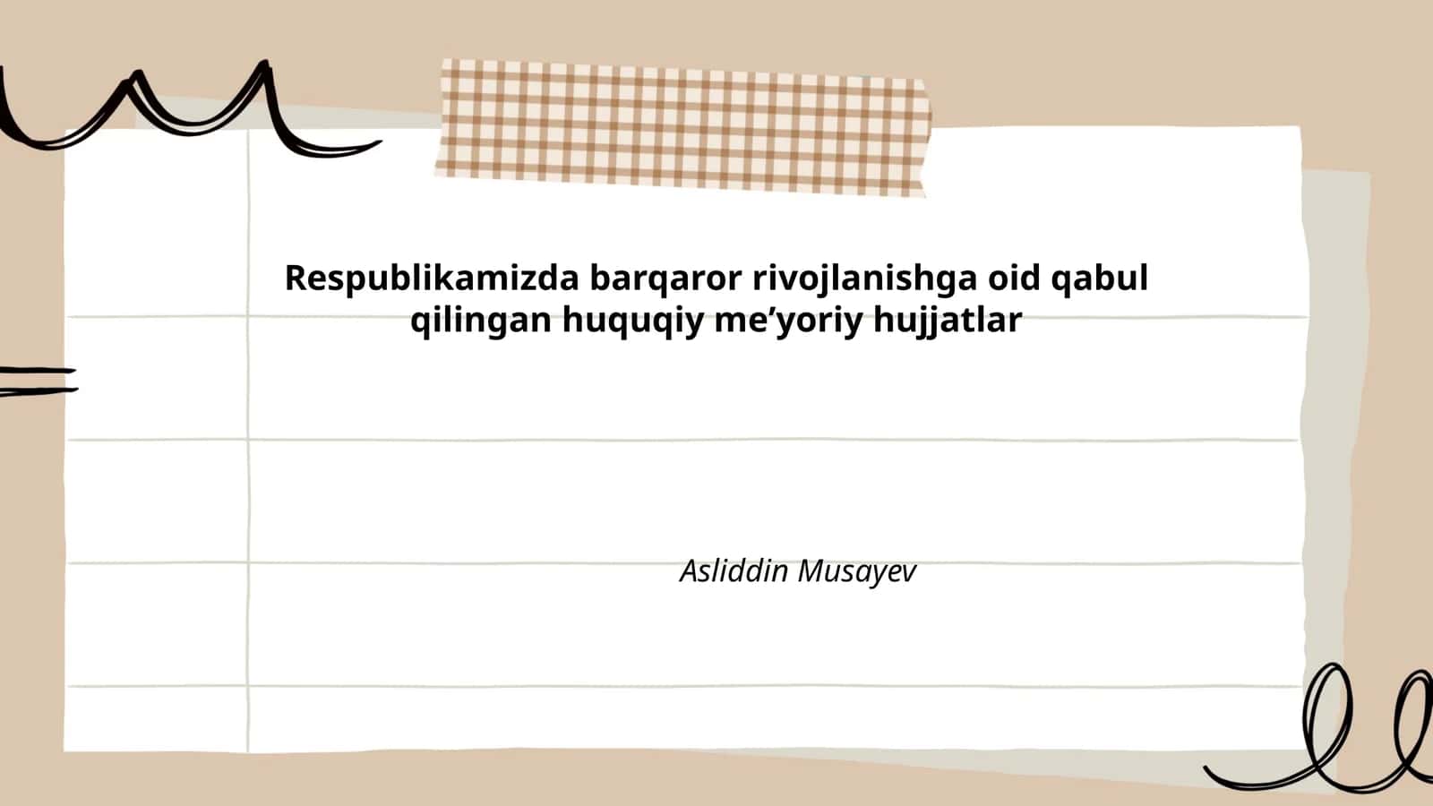 Barqaror rivojlanishga oid huquqiy meʼyoriy hujjatlar
