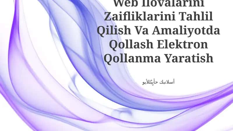 Web Ilovalarini Zaifliklarini Tahlil Qilish Va Amaliyotda Qollash Elektron Qollanma Yaratish