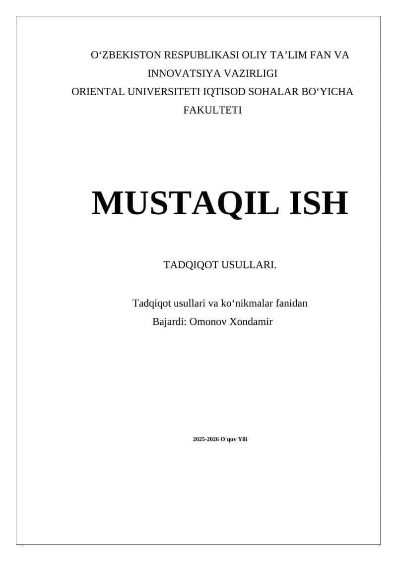 Tadqiqot usullari va koʻnikmalar