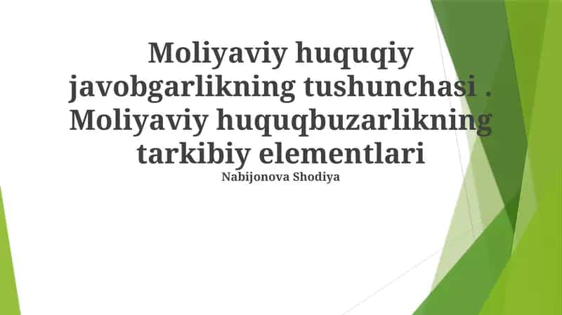 Moliyaviy Huquqiy Javobgarlikning Tushunchasi