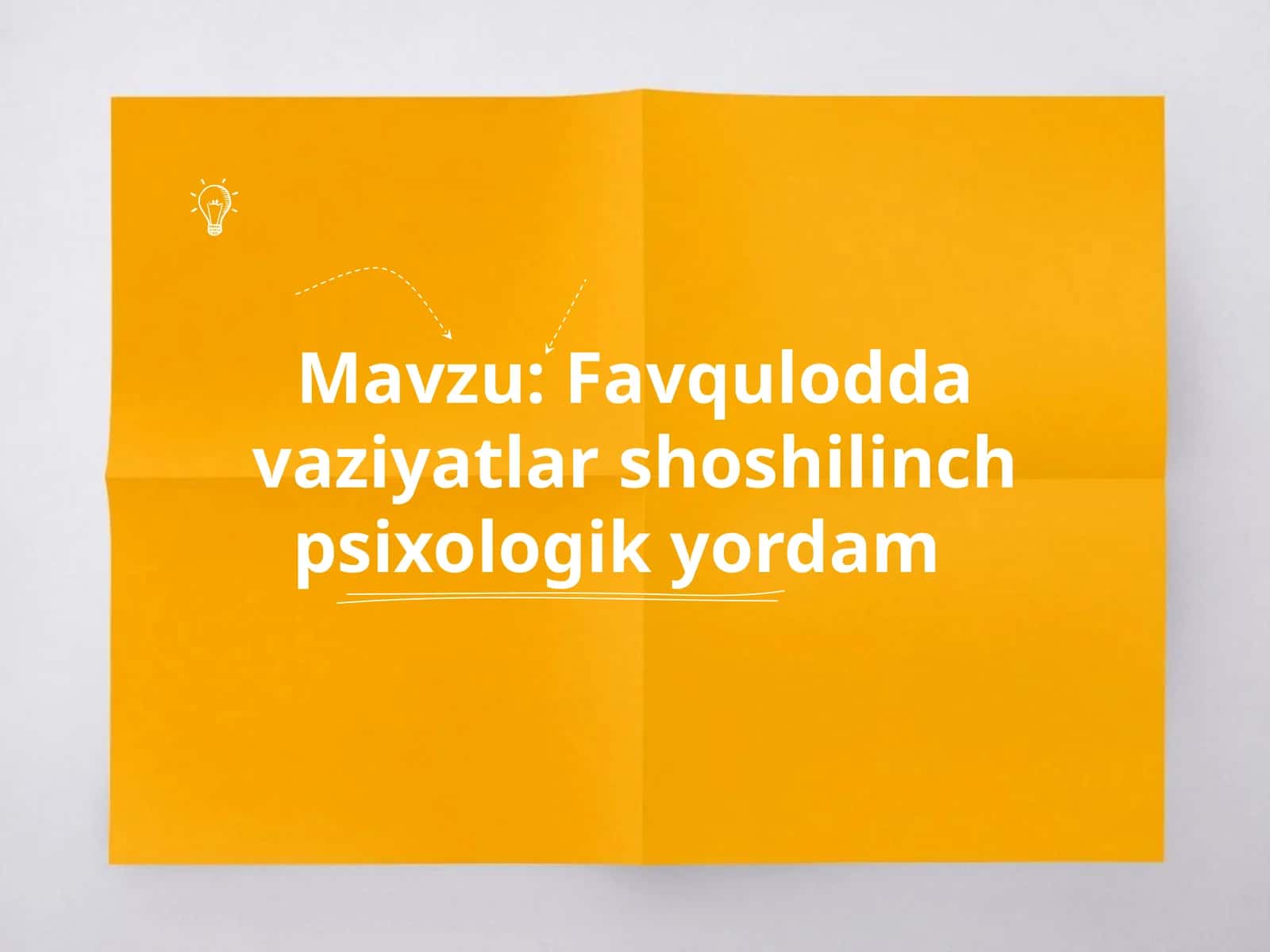 Favqulodda vaziyatlar shoshilinch psixologik yordam