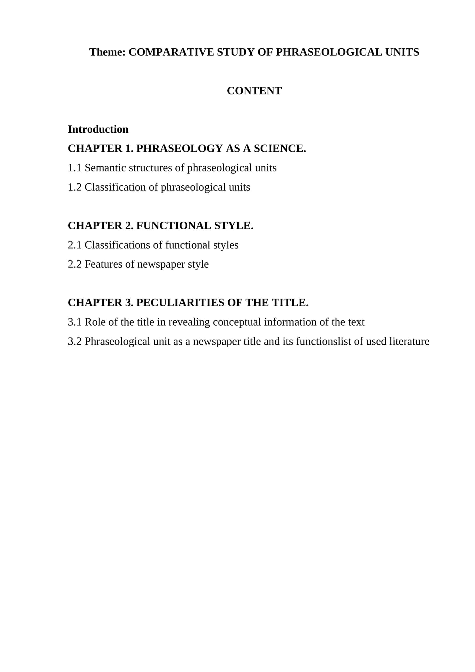 COMPARATIVE STUDY OF PHRASEOLOGICAL UNITS