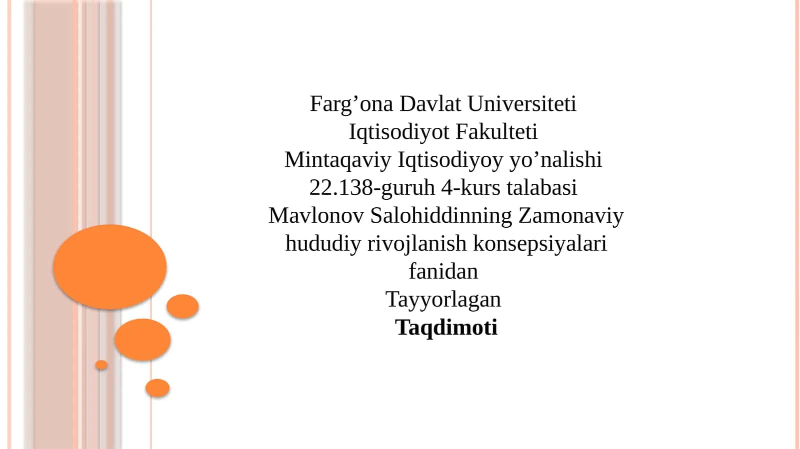 Salohiddin Mavlonovning Zamonaviy Hudud irovojanish