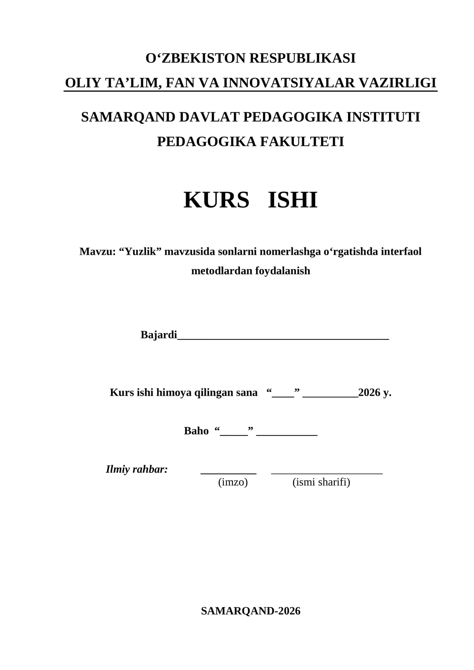 “Yuzlik” mavzusida sonlarni nomerlashga o‘rgatishda interfaol metodlardan foydalanish