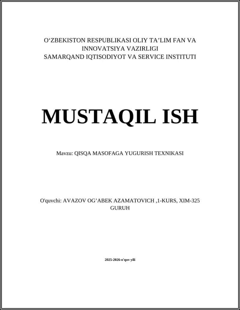 QISQA MASOFAGA YUGURISH TEXNIKASI