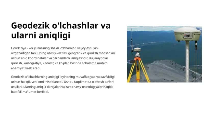 Geodezik o'lchashlar va ularni aniqligi