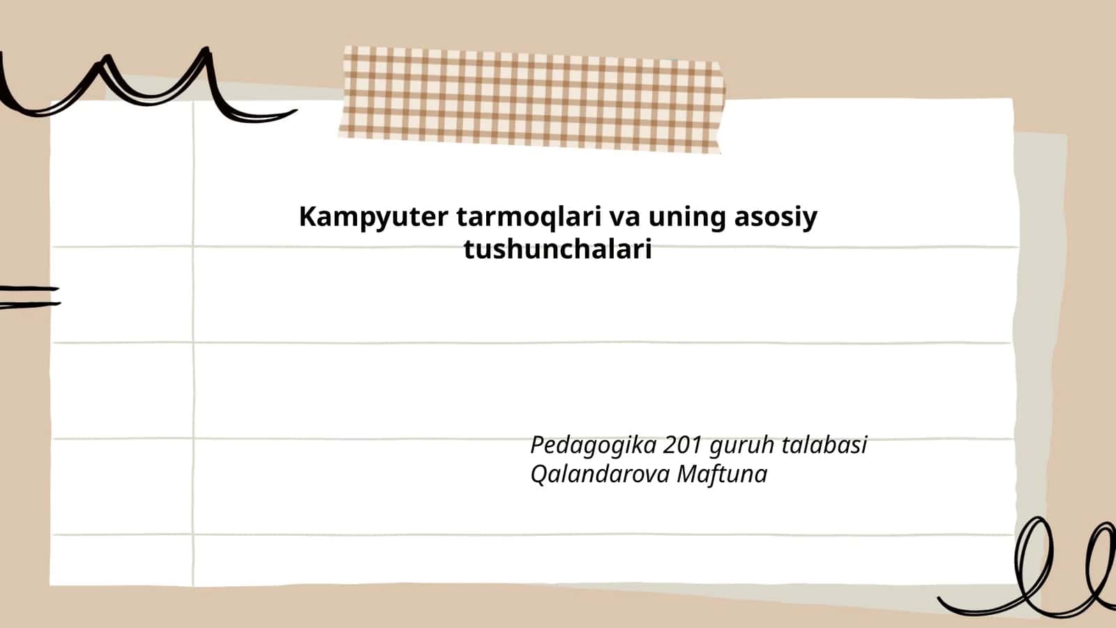 Tarmoqlar turlari va topologiyasi