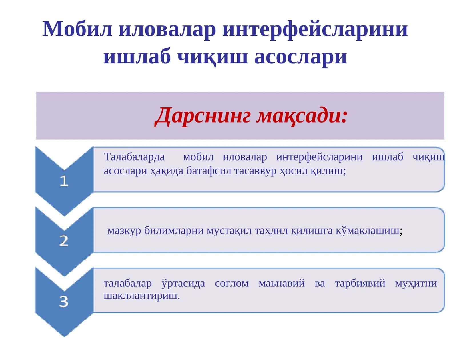 Мобил иловалар интерфейсларини ишлаб чиқиш асослари