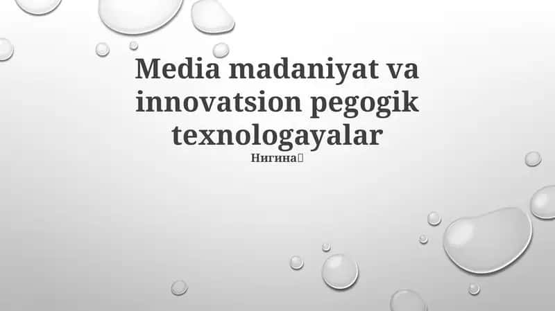 Innovatsion pedagogik texnologiyalar