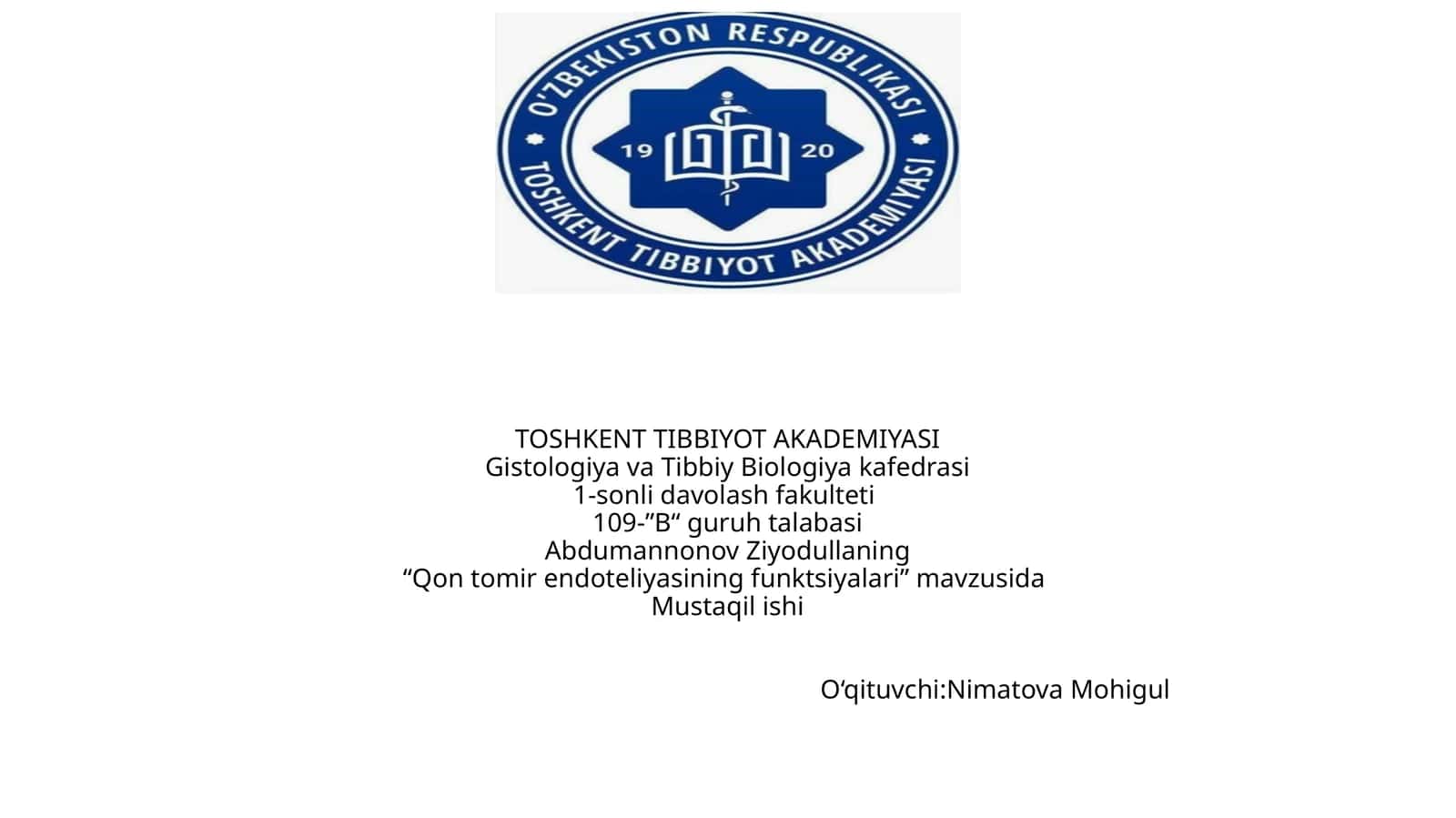 Qon tomir endoteliyasining funktsiyalari