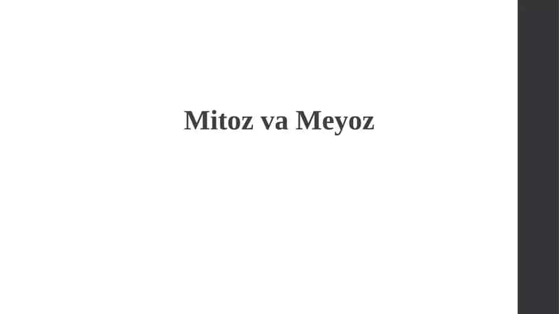 Mitoz va Meyoz