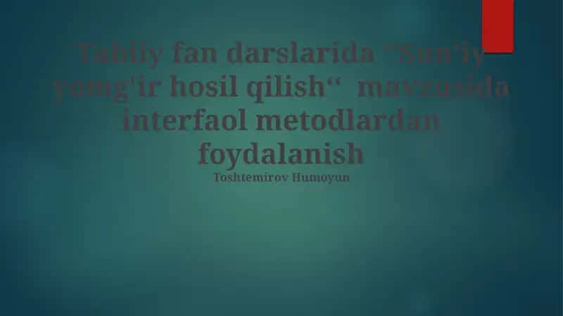 Sun'iy yomg'ir hosil qilish