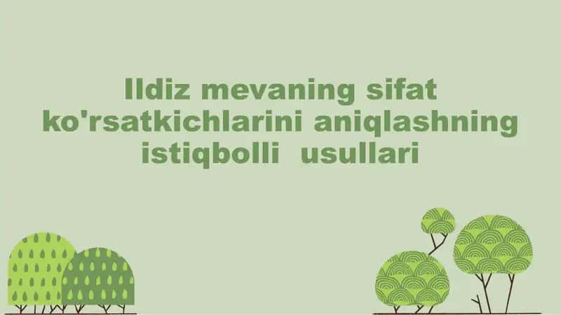 Ildiz mevaning sifat ko'rsatkichlarini aniqlashning istiqbolli usullari