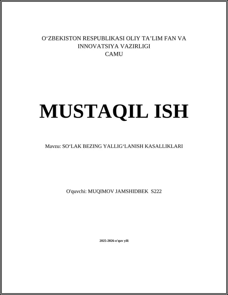 SOʻLAK BEZING YALLIGʻLANISH KASALLIKLARI