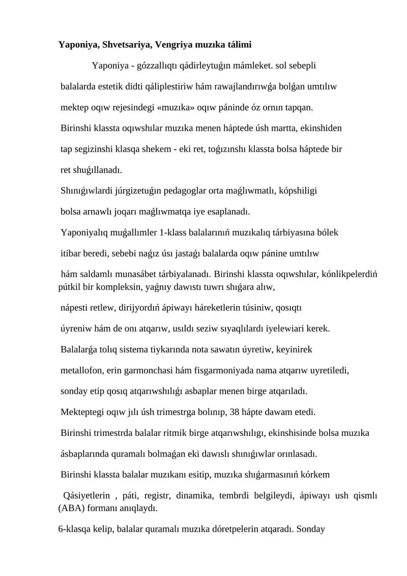 Muzıka Tálimi Yaponiyada