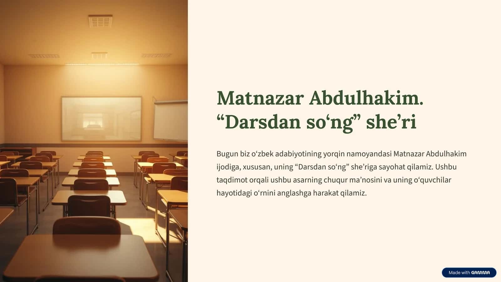 "Darsdan so‘ng" she’ri